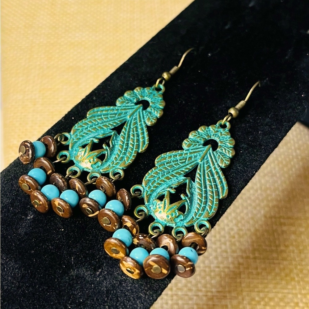 Bohemian Antique Style Patina Bronze Earrings
